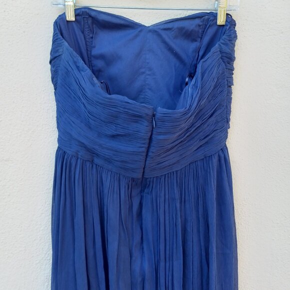 J Crew Long Silk Strapless Plisse Gown Sz 12 Black Tie Wedding Guest Formal - Picture 10 of 15